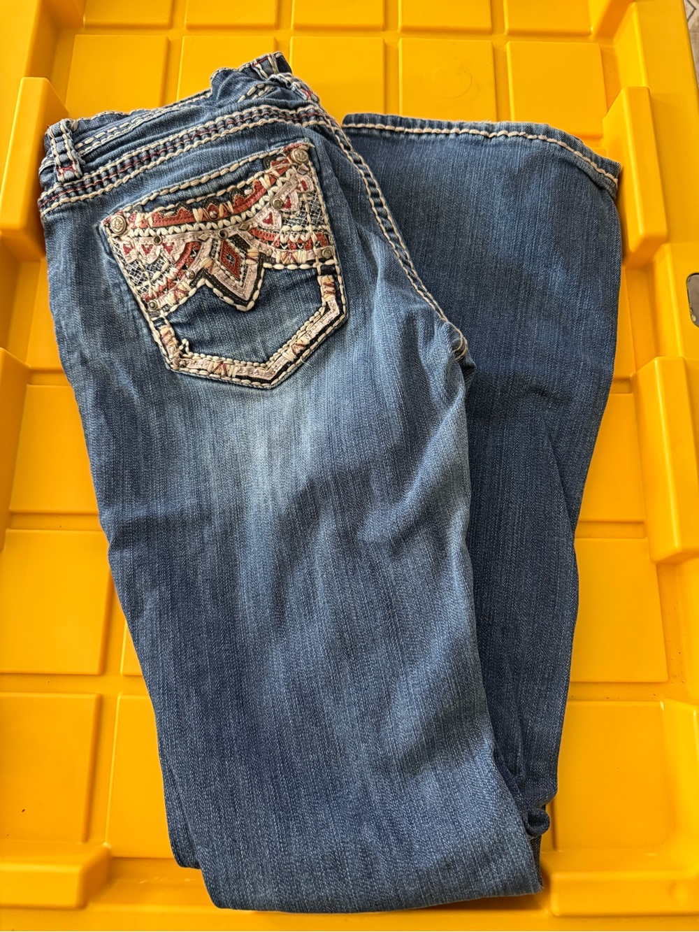 Grace Blue Boot Cut Jeans with Embroidered Back Pocket